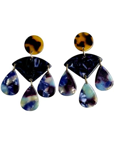 CLOSET REHAB Chandelier Drop Earrings In Two-timing The Zones - Blue