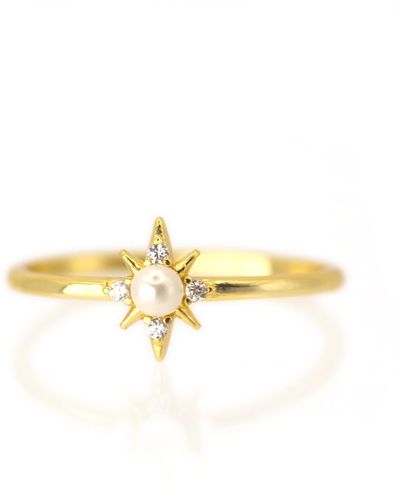 VicStoneNYC Fine Jewelry North Star Pearl Gold Ring - Metallic