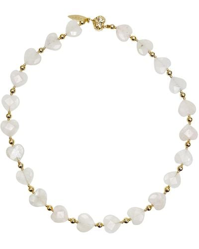 Farra Heart-shaped Moonstone Choker Necklace - Metallic