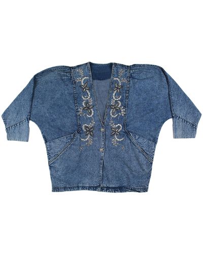 Sugar Cream Vintage Vintage Embroidered Denim Jacket With Details - Blue