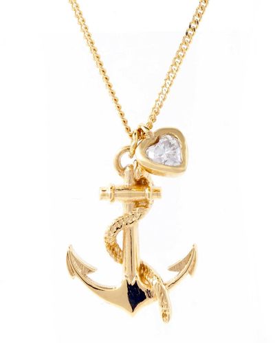 Lee Renee Anchor & Heart Diamond Necklace – - Metallic