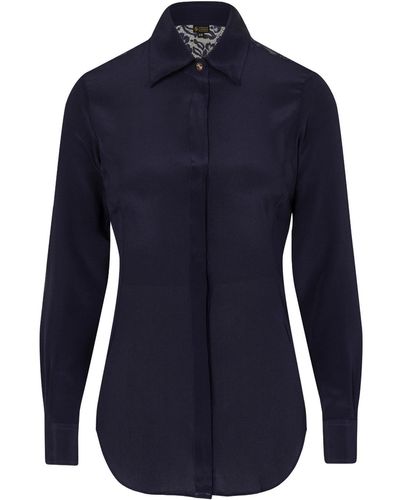 Sophie Cameron Davies Midnight Fitted Silk Shirt - Blue
