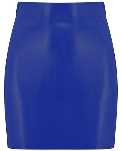 Elissa Poppy Latex Mini Skirt - Blue