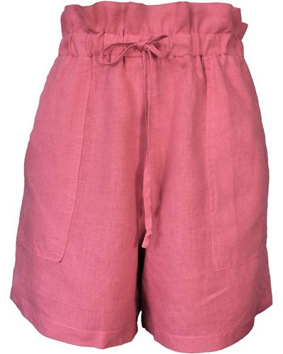 Larsen and Co Pure Linen Palma Shorts In Peony Pink
