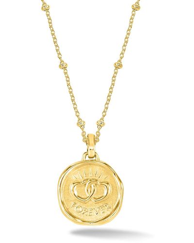 Dower & Hall Entwined Hearts Talisman Necklace - Metallic
