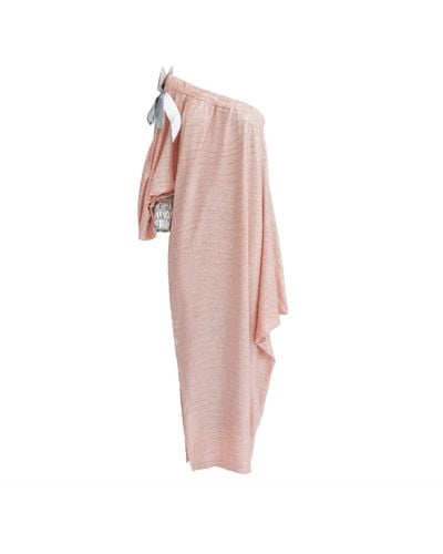 Julia Allert Luxury Elegance One-sleeve Long Dress Rose Silver - Pink
