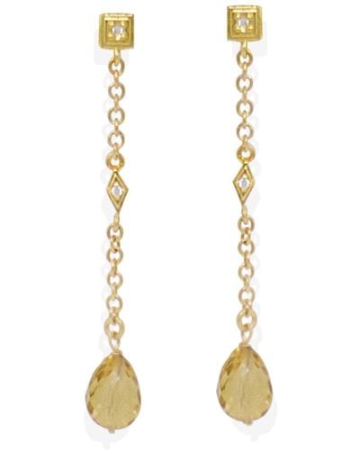 Vintouch Italy Luccichio Deco Gold-plated Citrine Earrings - Metallic