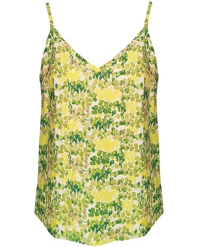 Haris Cotton Printed Linen Blend Top With Straps - Yellow