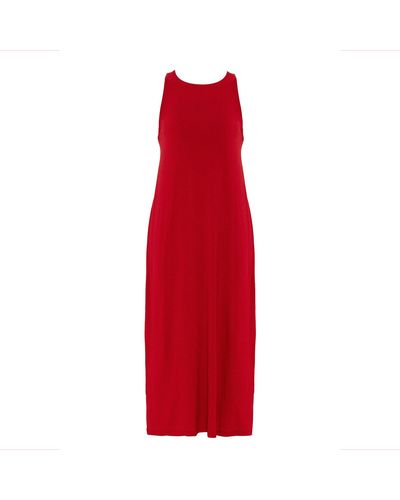 anou anou Long Dress With Cross Back Straps - Red