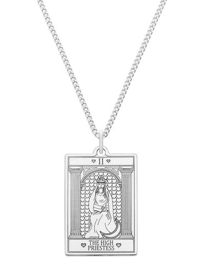 CarterGore Small Sterling Silver "the High Priestess" Tarot Card Necklace - White