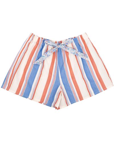 LE COLONEL Multicolored Stripes Pajama Shorts - White