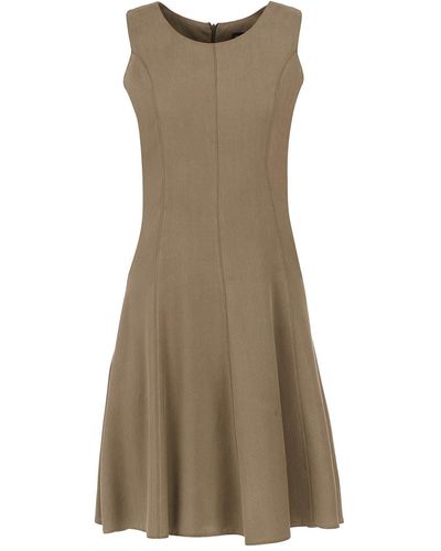 Conquista Olive Colour Cloche Dress - Brown