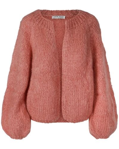 tirillm "soy" Hand Knitted Chunky Mohair Cardigan -dusty Pink