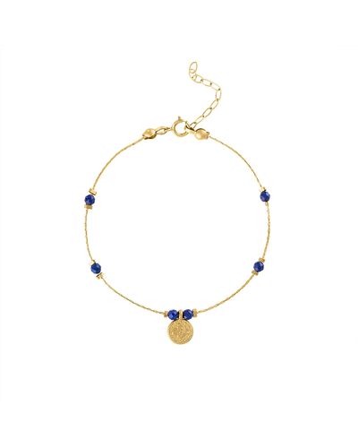Olivia Le Journey Lapis Lazuli Beaded Bracelet With Coin - Metallic