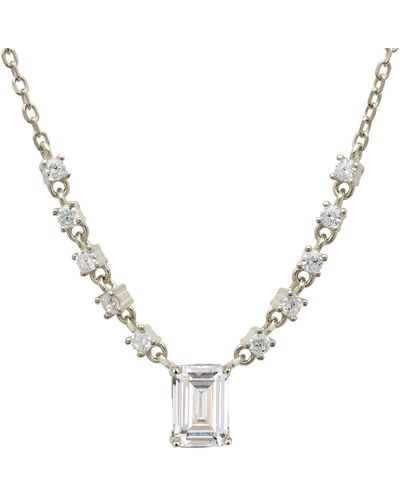 LÁTELITA London Claudia Gemstone Pendant Necklace Silver Clear Quartz - Metallic
