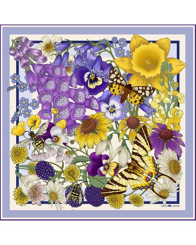 Emily Carter The Wild Flower Silk Scarf - Purple