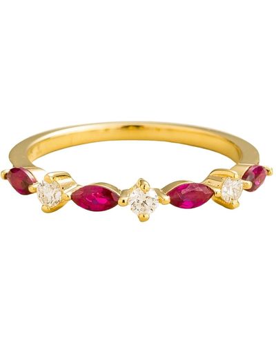 Juvetti Markiz Gold Ring In Ruby & Diamond - Orange