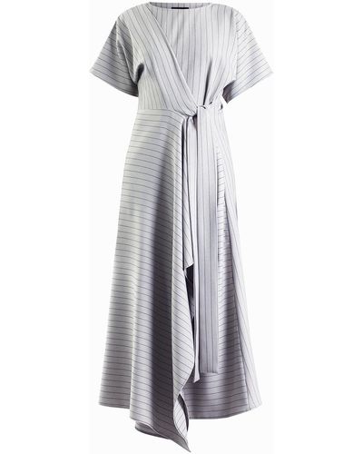 Meem Label Baxter Stripe Wrap Dress - Gray