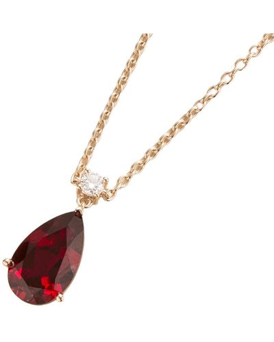Juvetti Ori Large Rose Gold Pendant Necklace In Ruby & Diamond - Multicolour