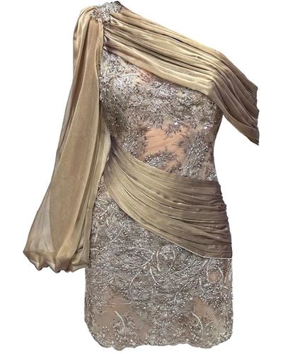 Angelika Jozefczyk / Neutrals Safiyaa Embellished Mini Dress - Natural
