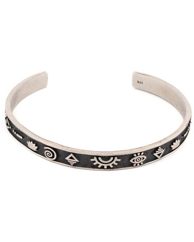 Ebru Jewelry Sterling Silver Spiritual Symbols Cuff Bracelet - Metallic