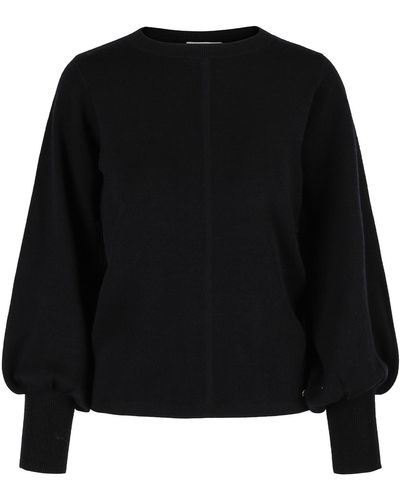 tirillm "alison" Merino Wool Sweater With Puffed Sleeves - Black