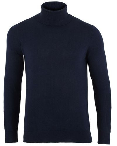 Paul James Knitwear S Ultra Fine Cotton Atwood Roll Neck Sweater - Blue