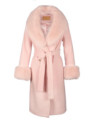 Santinni 'marlene' 100% Cashmere & Wool Coat In Rosa - Pink