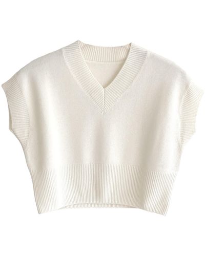 Zenzee Cashmere Cropped Jumper Vest - White