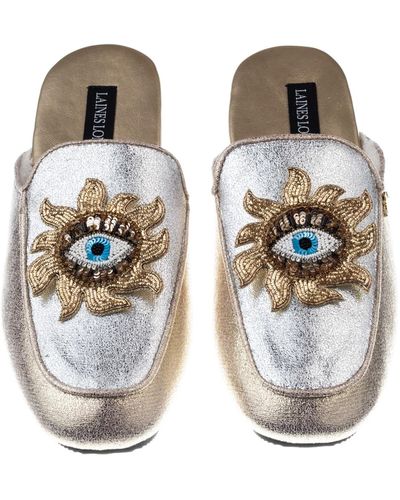 Laines London Classic Mules With Double Sun Eye Brooches - Multicolor