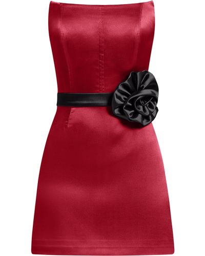 Tia Dorraine Dazzling Touch Satin Mini Dress - Red