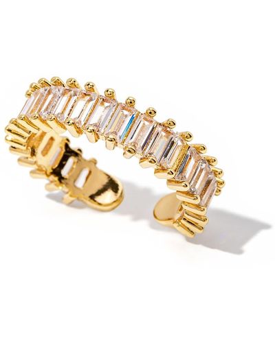 The Essential Jewels Chunky Filled Crystal Baguette Ring - Metallic