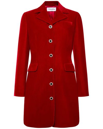 Femponiq Velvet Tailo Blazer Dress - Red