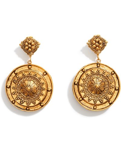 Lovard Medallion Earrings - Metallic