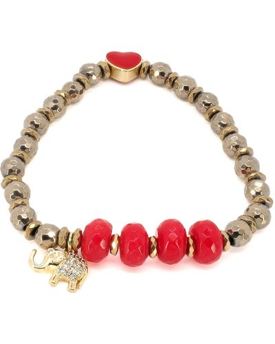 Ebru Jewelry Red Heart Lucky Elephant Bracelet