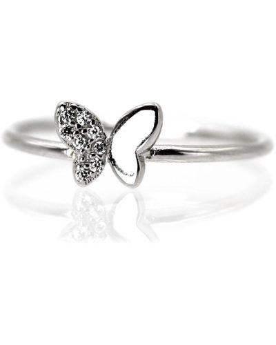 VicStoneNYC Fine Jewelry Cute Butterfly Ring - Metallic