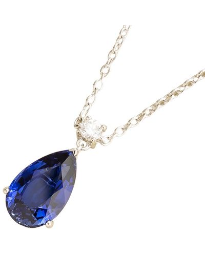 Juvetti Ori Large Pendant Necklace In Blue Sapphire & Diamond Set In White Gold