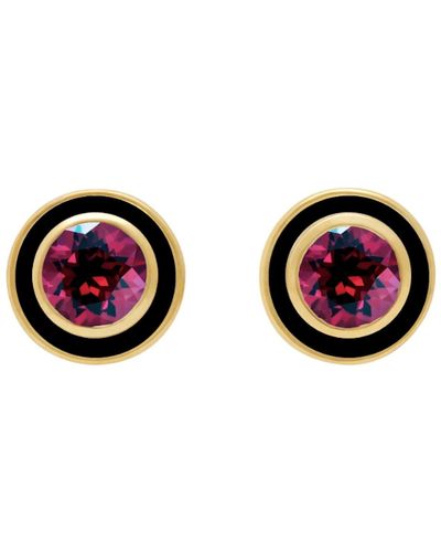 Augustine Jewels Rhodolite Black Enamel Earrings - Multicolor