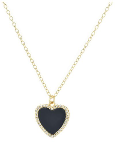 KAMARIA Onyx Heart Necklace With Crystals - Metallic