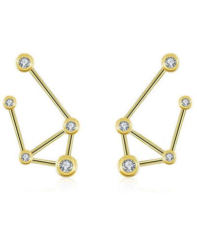 Genevieve Collection Libra Zodiac Constellation Earring 18k Yellow & Diamond - Metallic