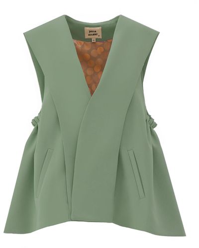 Julia Allert Designer Blazer Vest Gray - Green