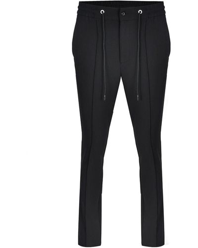 DAVID WEJ Plain Smart Drawstring Trousers - Black