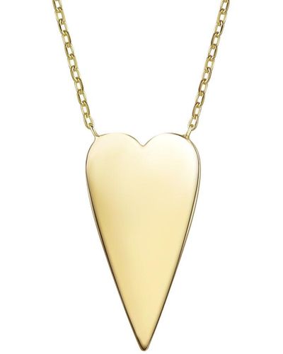 Genevive Jewelry Rachel Glauber Plated Elongated Modern Shiny Heart Layering Necklace - White