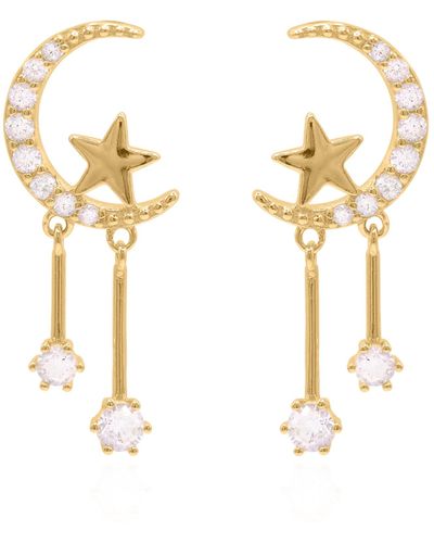 Luna Charles Zoe Moon & Star Drop Earrings - Metallic