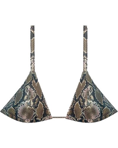 Other Snakeskin Faux Leather Bra - Green