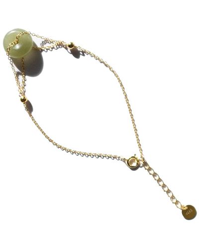 seree Coin Green Jade Gold Bracelet - White