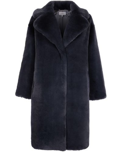 ISSY LONDON Greta Luxe Long Faux Fur Coat Slate - Blue