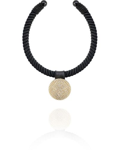 Saule Label Gaia Glam Necklace In Bold Gold - Black
