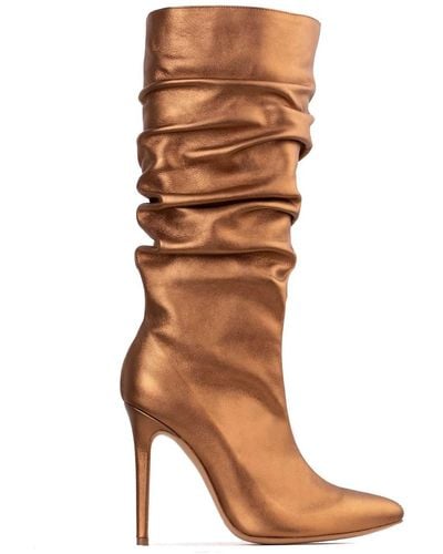 Ginissima Metallic Leather Eva Boots - Brown