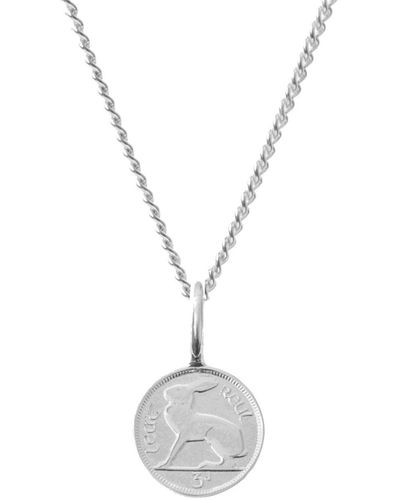 Katie Mullally Irish 3d Coin Necklace In Sterling - Metallic